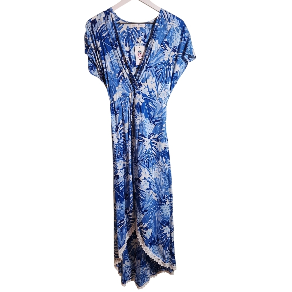 NWT America & Beyond Women's  Floral Faux Wrap Swim Dress Coverup. Size XS